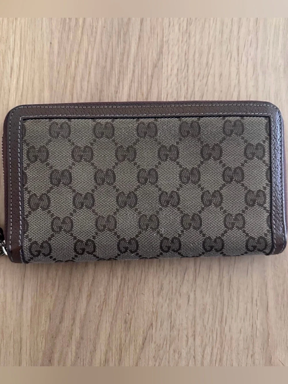 Gucci Brown GG Supreme Zip-Around Wallet